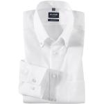 Weiße Unifarbene OLYMP Modern Fit Button Down Kragen Bügelfreie Hemden aus Baumwolle für Herren 