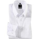 Weiße Unifarbene OLYMP Modern Fit Button Down Kragen Bügelfreie Hemden aus Baumwolle für Herren Größe S 