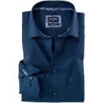 Reduzierte Marineblaue Unifarbene Langärmelige OLYMP Modern Fit Herrenlangarmhemden aus Baumwolle für den für den Frühling 