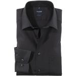 Schwarze Unifarbene Elegante Langärmelige OLYMP Modern Fit Herrenlangarmhemden aus Baumwolle 