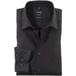 Schwarze Elegante Langärmelige OLYMP Modern Fit Herrenlangarmhemden aus Baumwolle 