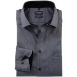 Schwarze Unifarbene OLYMP Modern Fit Bügelfreie Hemden aus Baumwolle für Herren 