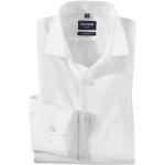 Weiße Unifarbene OLYMP Modern Fit Bügelfreie Hemden mit Hai-Motiv aus Baumwolle für Herren 