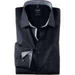 Schwarze Langärmelige OLYMP Modern Fit Kentkragen Hemden mit Kent-Kragen aus Baumwolle für Herren Größe 3 XL 