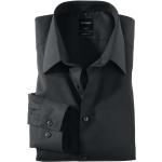 Schwarze Unifarbene Langärmelige OLYMP Modern Fit Kentkragen Hemden mit Kent-Kragen aus Baumwolle für Herren Größe 3 XL 