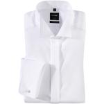 Weiße Unifarbene OLYMP Modern Fit Kläppchenkragen Hemden mit Umschlagmanschette aus Baumwolle für Herren 