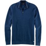 Blaue OLYMP Modern Fit Mini Stehkragen Herrencardigans & Herrenstrickjacken mit Reißverschluss aus Baumwolle Größe M für den für den Herbst 
