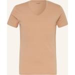 Kamelbraune OLYMP Level Five V-Ausschnitt T-Shirts aus Baumwolle trocknergeeignet für Herren Größe XXL 
