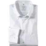 Weiße OLYMP Modern Fit Button Down Kragen Hemden mit Button-Down-Kragen aus Baumwolle für Herren 