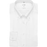 Weiße Unifarbene Langärmelige OLYMP Modern Fit Button Down Kragen Herrenlangarmhemden aus Baumwolle Größe XXL 