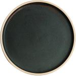 Dunkelgrüne Runde Speiseteller & Essteller 20 cm aus Steingut stapelbar 6-teilig 