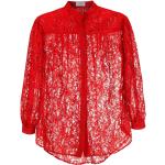 Reduzierte Rote Blumenmuster Langärmelige OLYMPIAH Stehkragen Festliche Blusen für Damen Größe S für den für den Frühling 