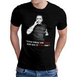 OM3® Charles Bukowski T-Shirt - Herren - Kult Poet Icon Quote - Schwarz, XL