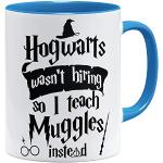 Hellblaue OM3 Harry Potter Hogwarts Lustige Kaffeetassen 325 ml aus Keramik mikrowellengeeignet 