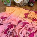 Pinke Blumenmuster Chiffonkleider mit Quasten aus Chiffon für Damen für den für den Herbst 