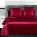 Bordeauxrote Unifarbene Moderne Bettwäsche Sets & Bettwäsche Garnituren mit Reißverschluss aus Satin maschinenwaschbar 155x220 