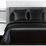 Reduzierte Schwarze Unifarbene Moderne Bettwäsche Sets & Bettwäsche Garnituren mit Reißverschluss aus Satin maschinenwaschbar 240x220 