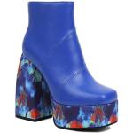 Blaue Karree High Heel Stiefeletten & High Heel Boots mit Pailletten mit Reißverschluss für Damen Größe 37 für den für den Herbst 