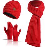 Rote Strick-Handschuhe mit Weihnachts-Motiv für Herren Einheitsgröße für den für den Winter 