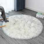 Graue Runde Runde Teppiche 60 cm aus Kunstfell 