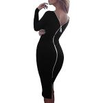 Schwarze Lack-Optik Sexy Langärmelige Bandage-Kleider & Bodycon-Kleider mit Reißverschluss für Damen Größe L Große Größen für Partys 