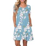 Hellblaue Kurzärmelige Mini Rundhals-Ausschnitt Sommerkleider für Damen Größe 4 XL 