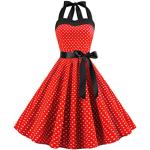 Rote Gepunktete Vintage Ärmellose Audrey Hepburn Damenkleider Größe XS für den für den Frühling 