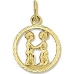 Goldene Zwillinge-Anhänger mit Sternzeichen-Motiv aus Gelbgold mit Diamant 