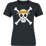 One Piece - Anime T-Shirt - Skull - M bis L - für Damen - Größe M - schwarz - Lizenzierter Fanartikel