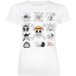 One Piece - Anime T-Shirt - Skulls - S bis L - für Damen - Größe M - weiß - Lizenzierter Fanartikel