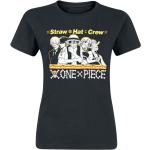 One Piece - Anime T-Shirt - Straw Hat Crew - S bis XXL - für Damen - Größe M - schwarz - Lizenzierter Fanartikel
