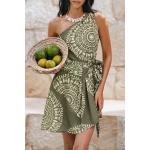 Olivgrüne Geflochtene Cupshe Mini One Shoulder One-Shoulder-Kleider aus Polyester für Damen Größe M 