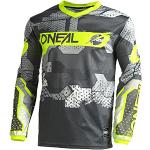O'NEAL | Motocross-Shirt langarm | Kinder | MX MTB Mountainbike | Leichtes Material, ergonomischer Slim Fit Schnitt für perfekte Passform | Element Youth Jersey Camo V.22 | Grau Neon-Gelb | S