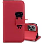 Rote Xiaomi Poco X5 Hüllen Art: Flip Cases mit Bildern aus Leder klappbar 