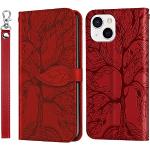 Rote iPhone 15 Hüllen Art: Flip Cases mit Bildern aus Kunstleder klappbar 