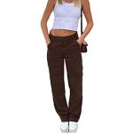 Braune Y2K Atmungsaktive Slim Fit Jeans mit Reißverschluss aus Denim für Damen Größe S 
