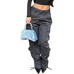 Dunkelgraue Y2K Atmungsaktive Freizeithosen mit Reißverschluss aus Baumwolle für Damen Größe M für den für den Herbst 