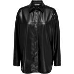 Reduzierte Schwarze Unifarbene ONLY Maxi Kurze Lederjacken aus Kunstleder für Damen Übergrößen für den für den Herbst 