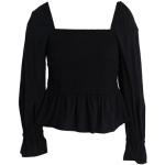Reduzierte Schwarze Unifarbene Langärmelige ONLY Festliche Blusen mit Rüschen aus Viskose für Damen Größe XS für den für den Frühling 