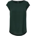 Dunkelgrüne Unifarbene Kurzärmelige ONLY Basic Rundhals-Ausschnitt Blusenshirts & Schlusen mit Reißverschluss aus Polyester mit Kapuze für Damen Größe XS 