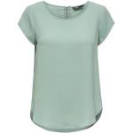 Mintgrüne Unifarbene Kurzärmelige ONLY Basic Rundhals-Ausschnitt Blusenshirts & Schlusen mit Reißverschluss aus Polyester mit Kapuze für Damen 