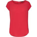 Rote Unifarbene Kurzärmelige ONLY Basic Rundhals-Ausschnitt Blusenshirts & Schlusen mit Reißverschluss aus Polyester mit Kapuze für Damen Größe M 