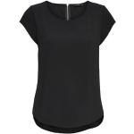 Schwarze Unifarbene Kurzärmelige ONLY Basic Rundhals-Ausschnitt Blusenshirts & Schlusen mit Reißverschluss aus Polyester mit Kapuze für Damen Größe XS 