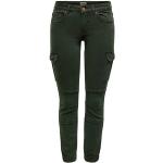 Grüne Unifarbene Casual ONLY Freizeithosen mit Reißverschluss aus Baumwolle für Damen Größe S Weite 36, Länge 30 