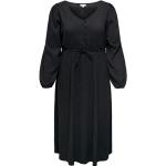 Schwarze Gepunktete ONLY V-Ausschnitt Herbstkleider für Damen Größe XL 