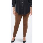 Braune Unifarbene Business ONLY Curvy Business-Hosen aus Veloursleder enganliegend für Damen Größe XL Große Größen 