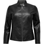 Schwarze ONLY Übergangsjacken aus Leder für Damen Größe 3 XL Große Größen 