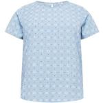 Reduzierte Hellblaue Blumenmuster Kurzärmelige ONLY Mille Blusenshirts & Schlusen aus Polyester für Damen Größe L Große Größen 