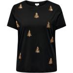 Reduzierte Kurzärmelige ONLY T-Shirts mit Weihnachts-Motiv aus Jersey für Damen Größe S Große Größen Weihnachten 