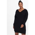 Schwarze Bestickte Langärmelige ONLY Noos Maxi V-Ausschnitt Shirtkleider mit Kapuze für Damen Größe XXL Große Größen 